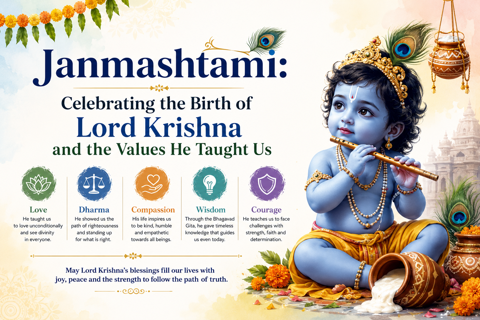 Janmashtami: Celebrating the Birth of Lord Krishna and the Values He Taught Us